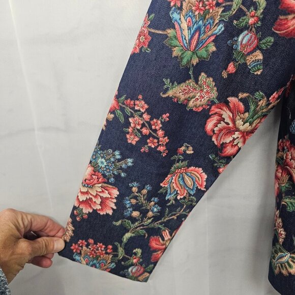 Vintage Appleseed's Blue Pink Floral Boho Cottagecore Retro Trucker Jacket 12P - Picture 3 of 12
